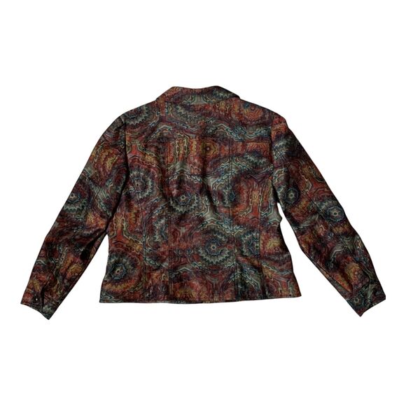 Coldwater Creek Jacket LARGE Multi Color Lined Artsy Long Sleeve Button Up - Picture 11 of 16